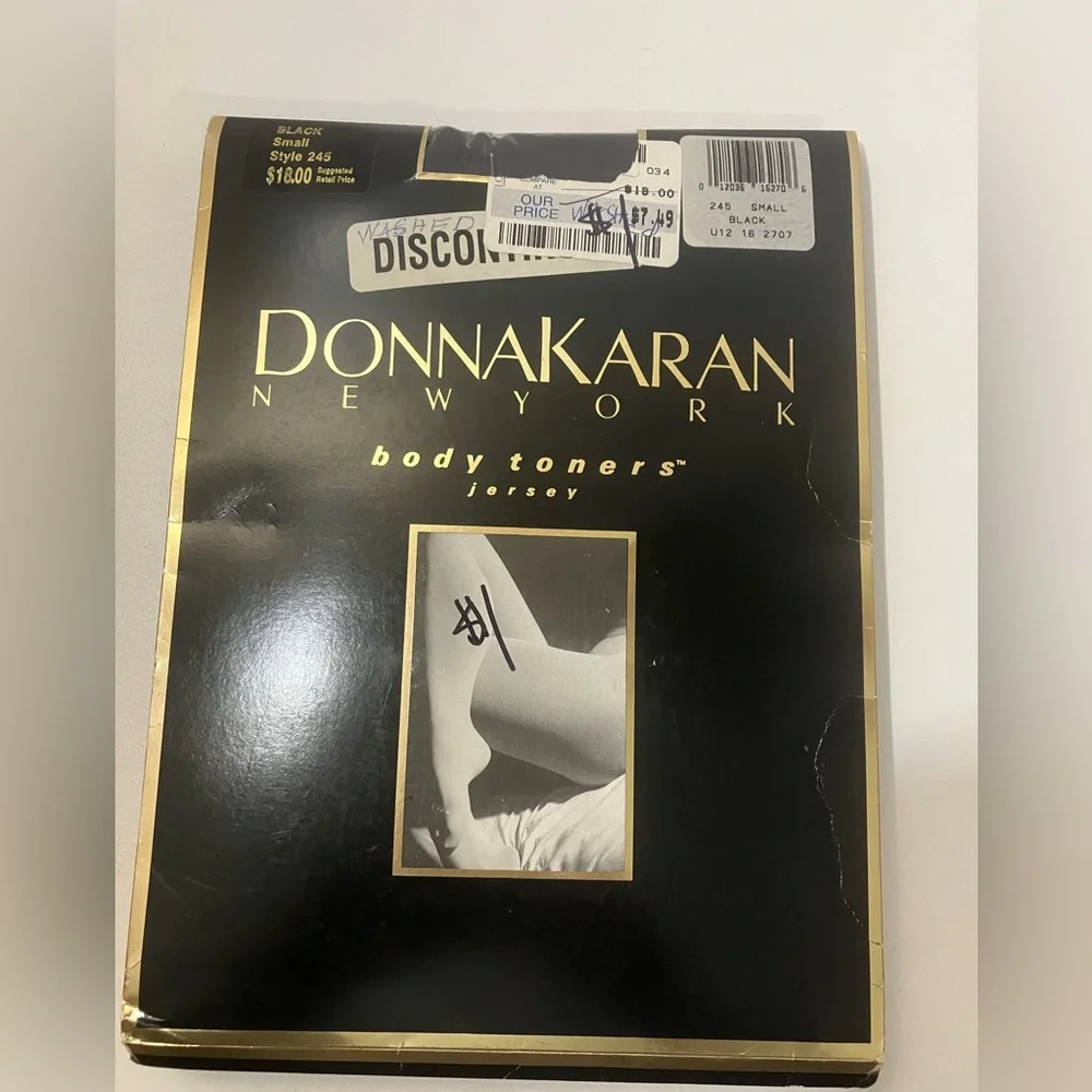 Vintage 1991 Donna Karan Body Toners Jersey Black Pantyhose Size Small Style 245